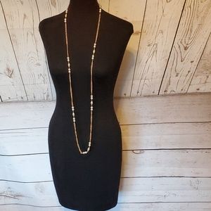 Sarah Coventry goldtone faux pearl opera length necklace
